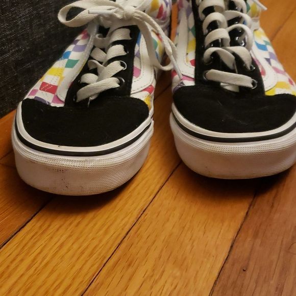 🌈 Vans Old Skool Rainbow Checkerboard Skater Shoe Unisex 7 Men / 8.5 Women - Picture 8 of 13